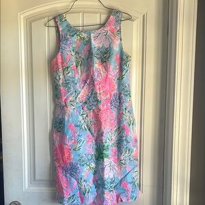 Lilly Pulitzer Pink and Blue Sleeveless Sheath Dress Knee-Length for Casual Wear
